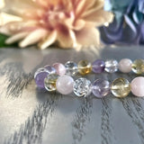 1pc/Love and Happiness Stone Beaded Bracelet Healing Crystal Bracelet, Rose Quartz, Clear Quartz, Citrine, Amethyst Beaded Jewel