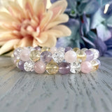 1pc/Love and Happiness Stone Beaded Bracelet Healing Crystal Bracelet, Rose Quartz, Clear Quartz, Citrine, Amethyst Beaded Jewel
