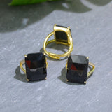 Rectangular Crystal Ring, Green/Purple Fluorite Jewelry, Spritual Healing Gemstone Ring for Women, Gift for Mom/Friend/Sister