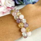 1pc/Love and Happiness Stone Beaded Bracelet Healing Crystal Bracelet, Rose Quartz, Clear Quartz, Citrine, Amethyst Beaded Jewel