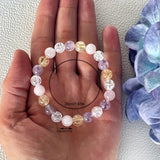 1pc/Love and Happiness Stone Beaded Bracelet Healing Crystal Bracelet, Rose Quartz, Clear Quartz, Citrine, Amethyst Beaded Jewel