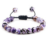 8mm Tiger Eye Stone Beads Bracelet Adjustable Braided Rope