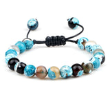 8mm Tiger Eye Stone Beads Bracelet Adjustable Braided Rope
