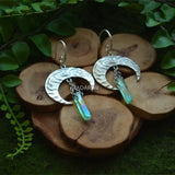 Raw Crystal with Moon and Stars Earrings  Dangle Jewelry
