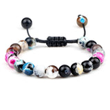 8mm Tiger Eye Stone Beads Bracelet Adjustable Braided Rope