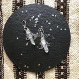 Raw Crystal with Moon and Stars Earrings  Dangle Jewelry