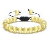 8mm Tiger Eye Stone Beads Bracelet Adjustable Braided Rope