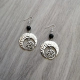 Raw Crystal with Moon and Stars Earrings  Dangle Jewelry