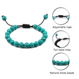8mm Tiger Eye Stone Beads Bracelet Adjustable Braided Rope