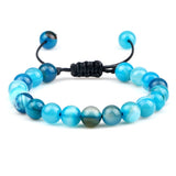 8mm Tiger Eye Stone Beads Bracelet Adjustable Braided Rope
