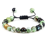 8mm Tiger Eye Stone Beads Bracelet Adjustable Braided Rope