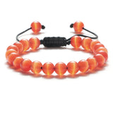 8mm Tiger Eye Stone Beads Bracelet Adjustable Braided Rope