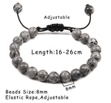8mm Tiger Eye Stone Beads Bracelet Adjustable Braided Rope