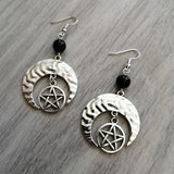 Raw Crystal with Moon and Stars Earrings  Dangle Jewelry