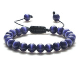 8mm Tiger Eye Stone Beads Bracelet Adjustable Braided Rope