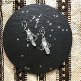 Raw Crystal with Moon and Stars Earrings  Dangle Jewelry