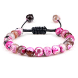 8mm Tiger Eye Stone Beads Bracelet Adjustable Braided Rope