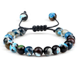 8mm Tiger Eye Stone Beads Bracelet Adjustable Braided Rope