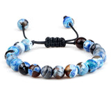 8mm Tiger Eye Stone Beads Bracelet Adjustable Braided Rope