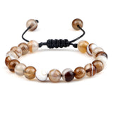 8mm Tiger Eye Stone Beads Bracelet Adjustable Braided Rope