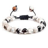 8mm Tiger Eye Stone Beads Bracelet Adjustable Braided Rope