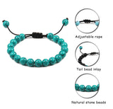 8mm Tiger Eye Stone Beads Bracelet Adjustable Braided Rope