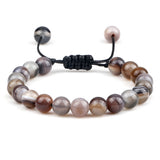 8mm Tiger Eye Stone Beads Bracelet Adjustable Braided Rope