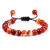 8mm Tiger Eye Stone Beads Bracelet Adjustable Braided Rope