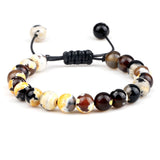 8mm Tiger Eye Stone Beads Bracelet Adjustable Braided Rope