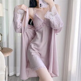 Luxury Silk Robe Set Long Sleeve Robe Comfortable Loose