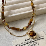 Eye Stone Pendant Necklace Stacking Alloy Sweater Chain