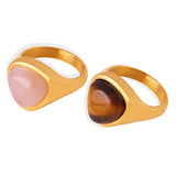 Vintage Stainless Steel Tiger Eye Stone Ring