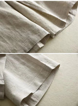 Cotton Linen Straight Trousers Elastic High Waist Wild Wide Leg Pants