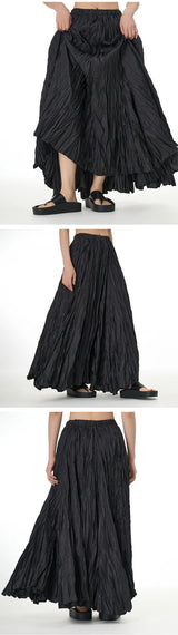 Elegant Drape Crumpled  Summer Elastic Waist