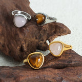 Vintage Stainless Steel Tiger Eye Stone Ring