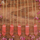 Healing Crystal Quartz Double Point Terminated Pendant Necklace For Women Citrines Amethysts Quartz Boho Necklace Gift For Her