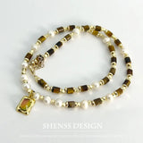 Natural Freshwater Pearl Tiger Eye Stone Necklace