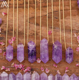Healing Crystal Quartz Double Point Terminated Pendant Necklace For Women Citrines Amethysts Quartz Boho Necklace Gift For Her
