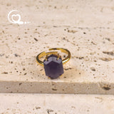 Faceted Lapis White Turquoise Rings Natural Tiger eye