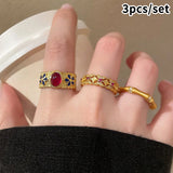 Vintage Tiger's-eye Stone Rings For Women Girls Golden Sunflower