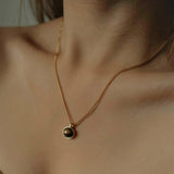 New 18K Gold Plated Chic Tiger Eye Stone Glass Necklace Anti Allergic Metal Aesthetic Crystal Goth Jewlery Party Gifts Wholesale