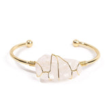 Irregular Citrine Stone Healing Crystal Bracelet Handmade Boho Wire Wrapped Cuff Bracelet for Womens Girls Ladies