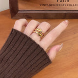 Double layered Retro Luxury Tail Ring For Women's Trendy Jewelry