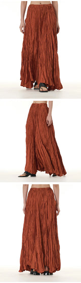 Elegant Drape Crumpled  Summer Elastic Waist