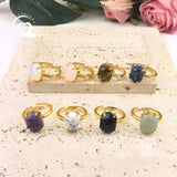 Faceted Lapis White Turquoise Rings Natural Tiger eye