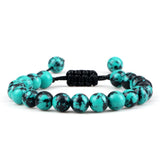 8mm Tiger Eye Stone Beads Bracelet Adjustable Braided Rope