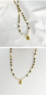 Natural Freshwater Pearl Tiger Eye Stone Necklace