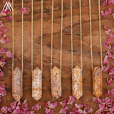 Healing Crystal Quartz Double Point Terminated Pendant Necklace For Women Citrines Amethysts Quartz Boho Necklace Gift For Her