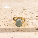 Faceted Lapis White Turquoise Rings Natural Tiger eye