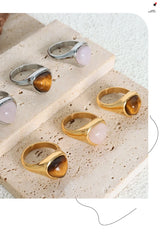 Vintage Stainless Steel Tiger Eye Stone Ring